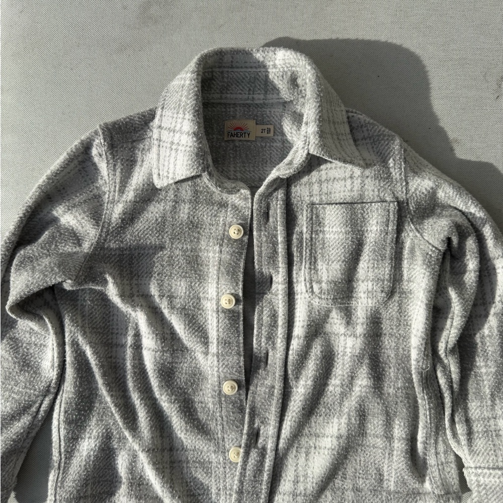 Faherty Kids Legend™ Sweater Shirt- winter clouds plaid color